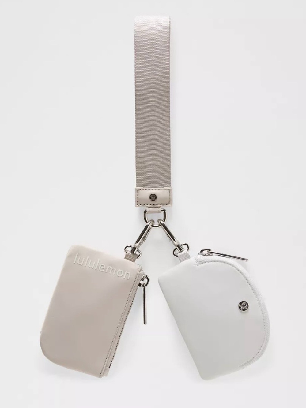 Lululemon Dual Pouch Wristlet in Downtown Tan/Vapor/Silver NWT